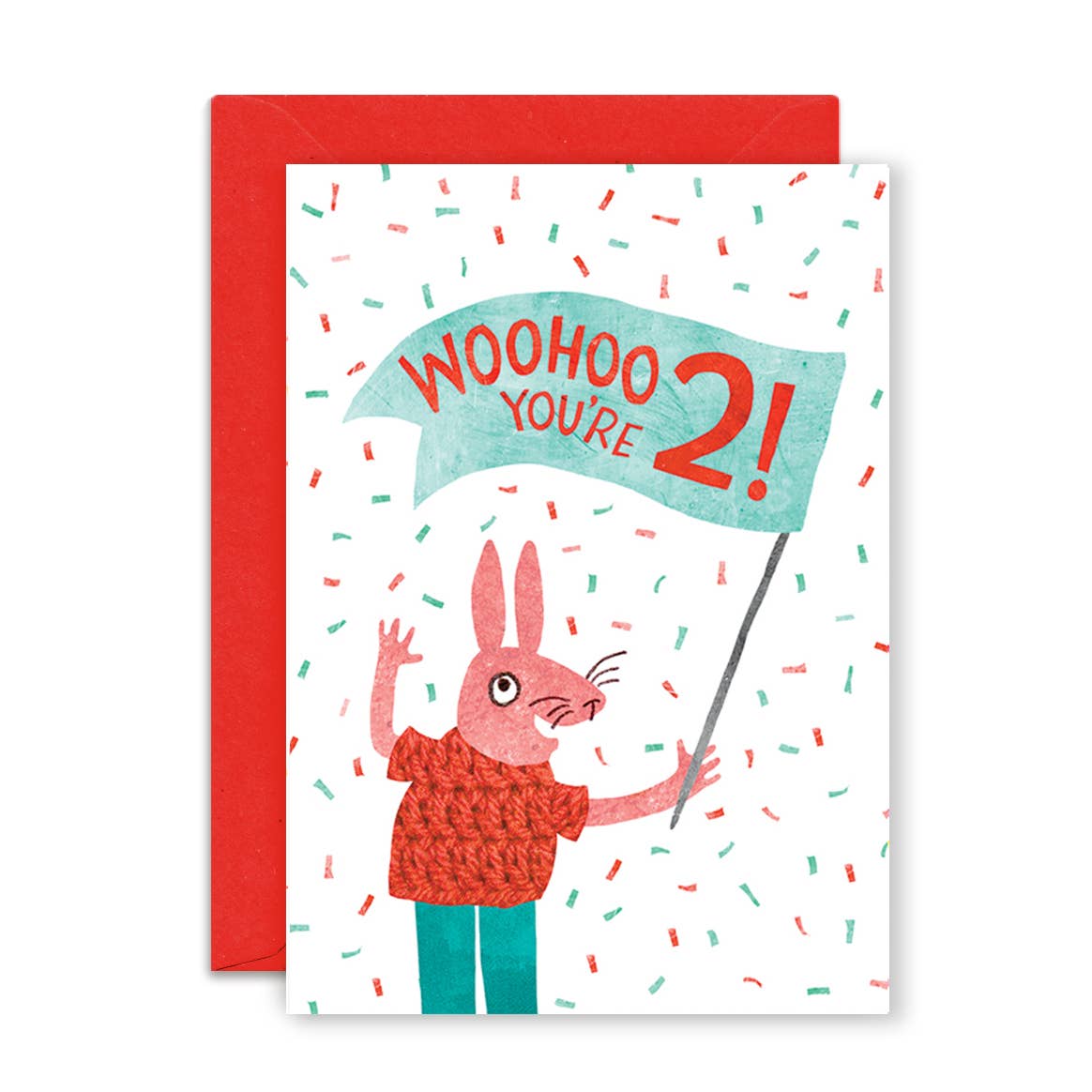 Two Years Rabbit 2nd Birthday Greeting Card