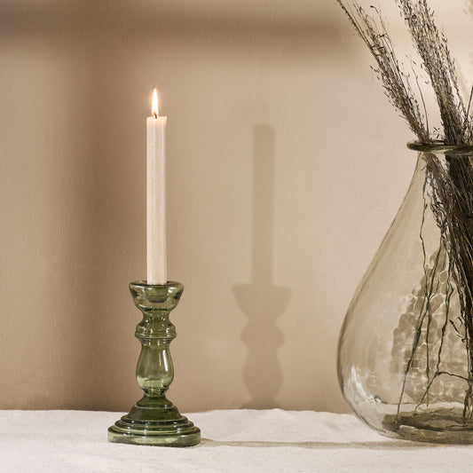 Emerald Green Recycled Glass Candlestick