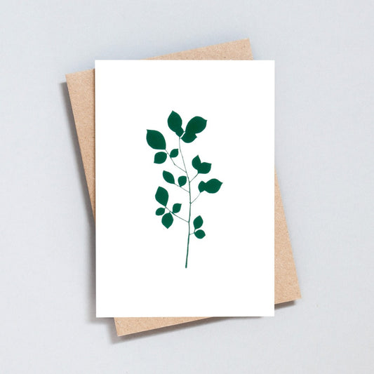Foil Blocked Cherry Card - Green on Ivory