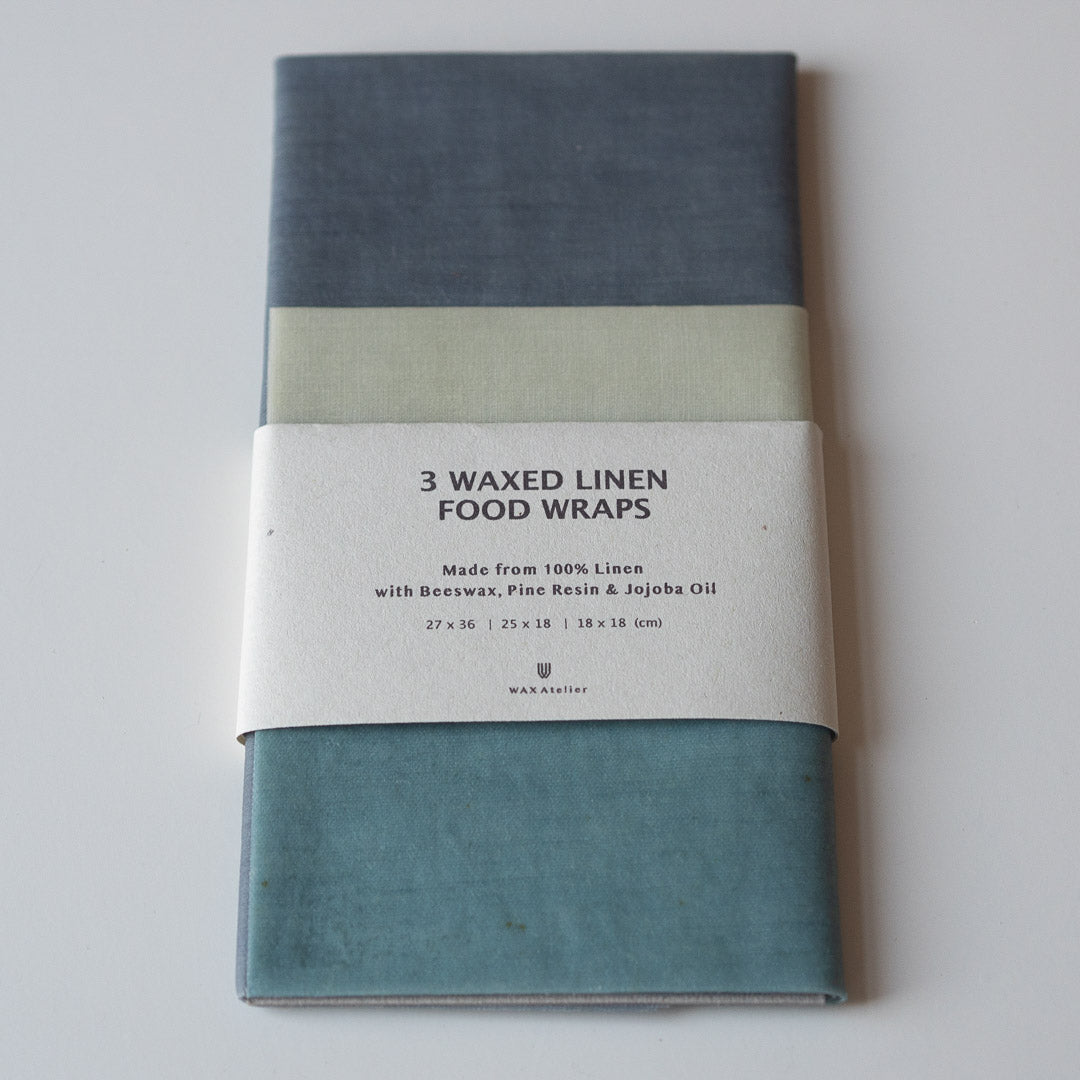 Wax Linen Food Wraps x 3 (Blues)