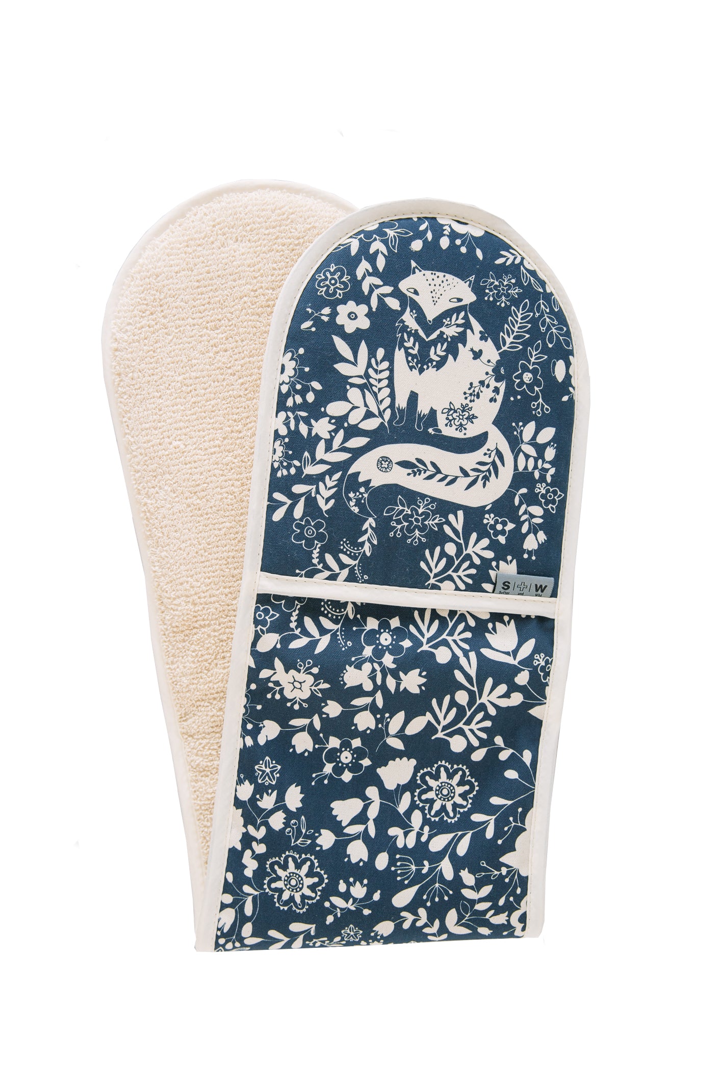 Woodland Fox Oven Gloves, Indigo Blue