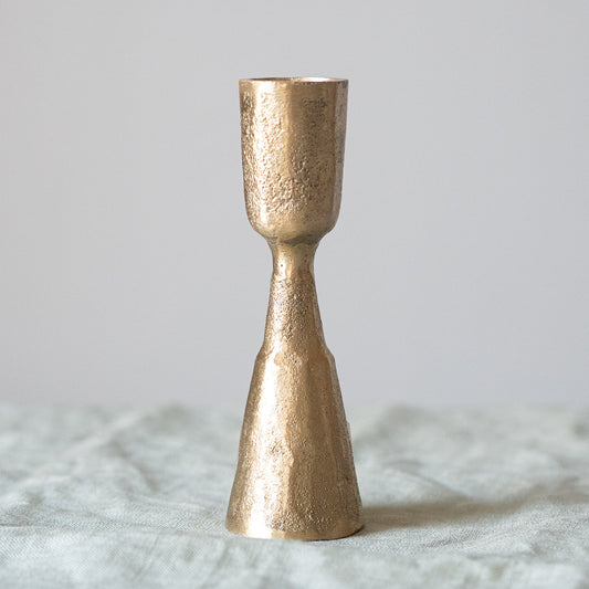 Brass Candlestick in Brushed Gold