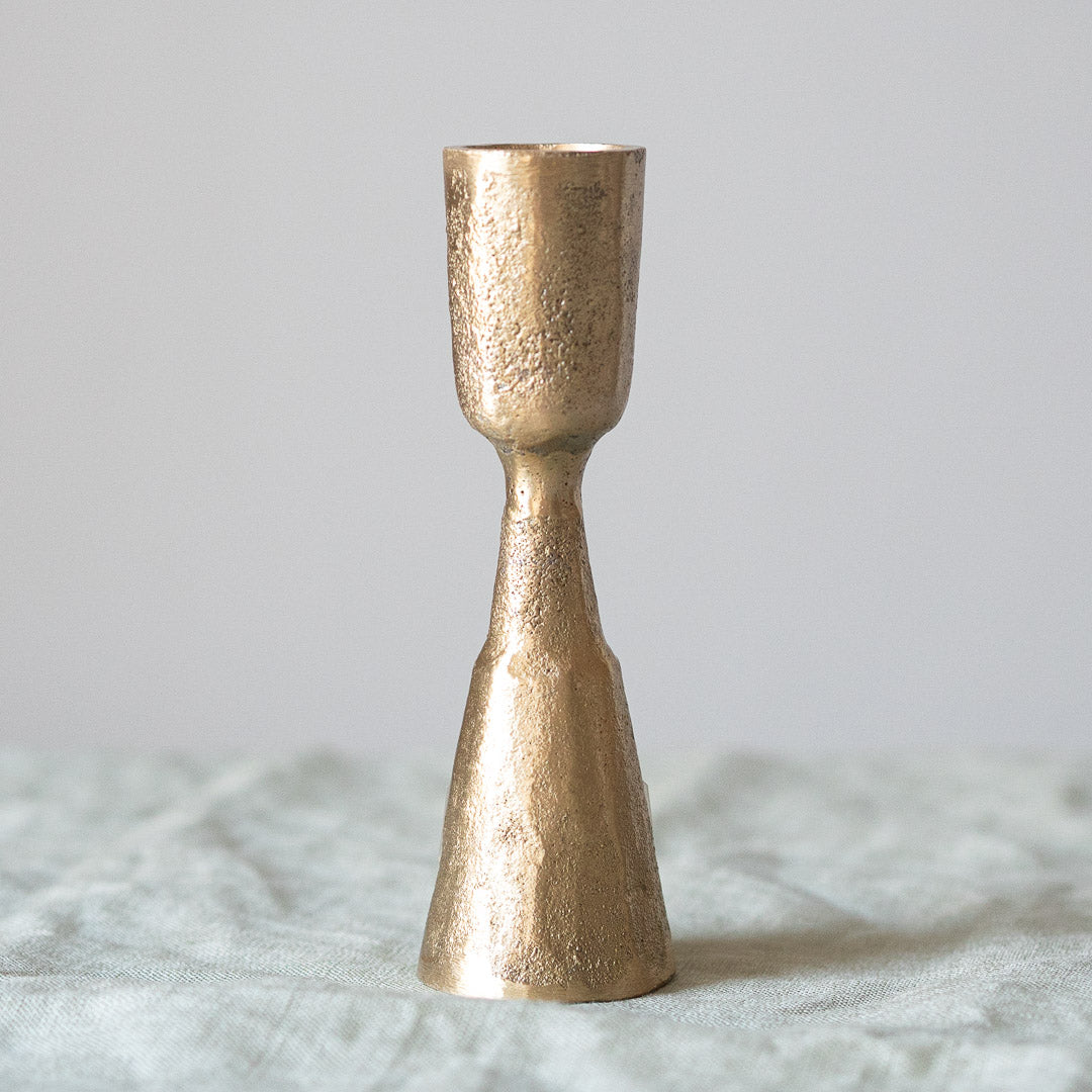 Brass Candlestick in Brushed Gold