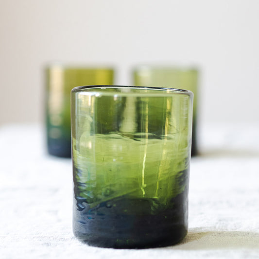 Hand Made Drinking Glass in Olive