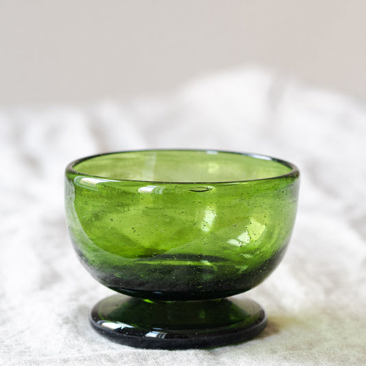 Green recycled Pilgrim glass bowl by La Soufflerie
