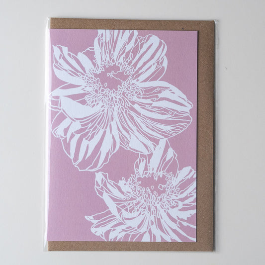 Pink anemone greetings card