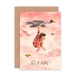 It's a Girl Stork Single Greeting Card