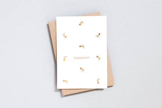 Foil Blocked Congratulations Motif Card - Copper on Cotton White
