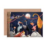 Moonlight Stork Wedding Single Greeting Card