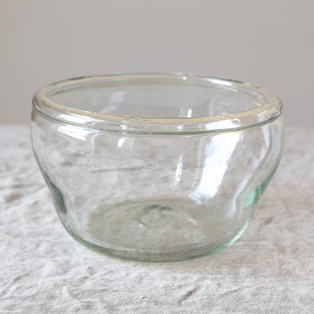Clear glass Nicoise salad bowl