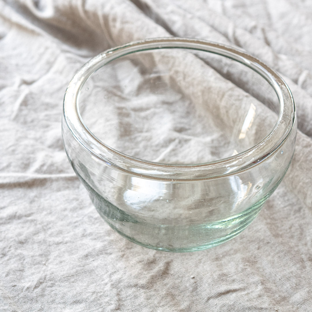 Clear glass Nicoise salad bowl