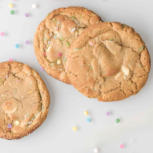Sunshine Cookies (white & caramel chocolate, malted milk & rainbow sprinkles)