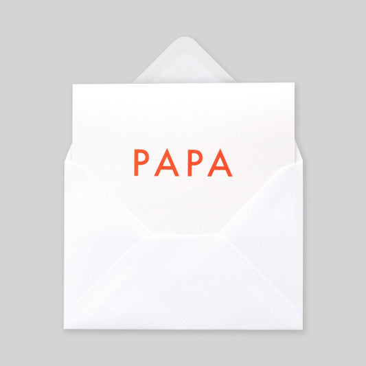 Foil Blocked Papa card - Neon orange on white
