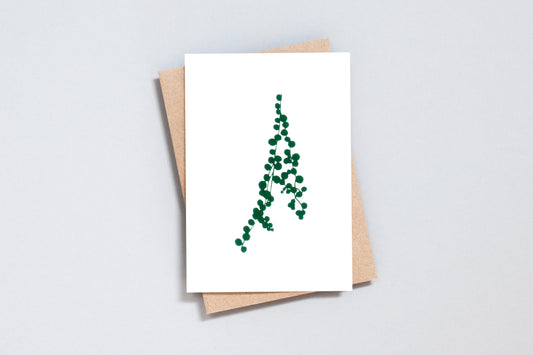 Foil Blocked String of Pearls card - Green on Ivory