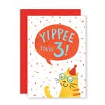 Three Years Cat Single Greeting Card