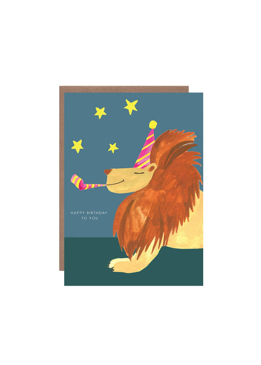 Party Lion Birthday Greetings Card
