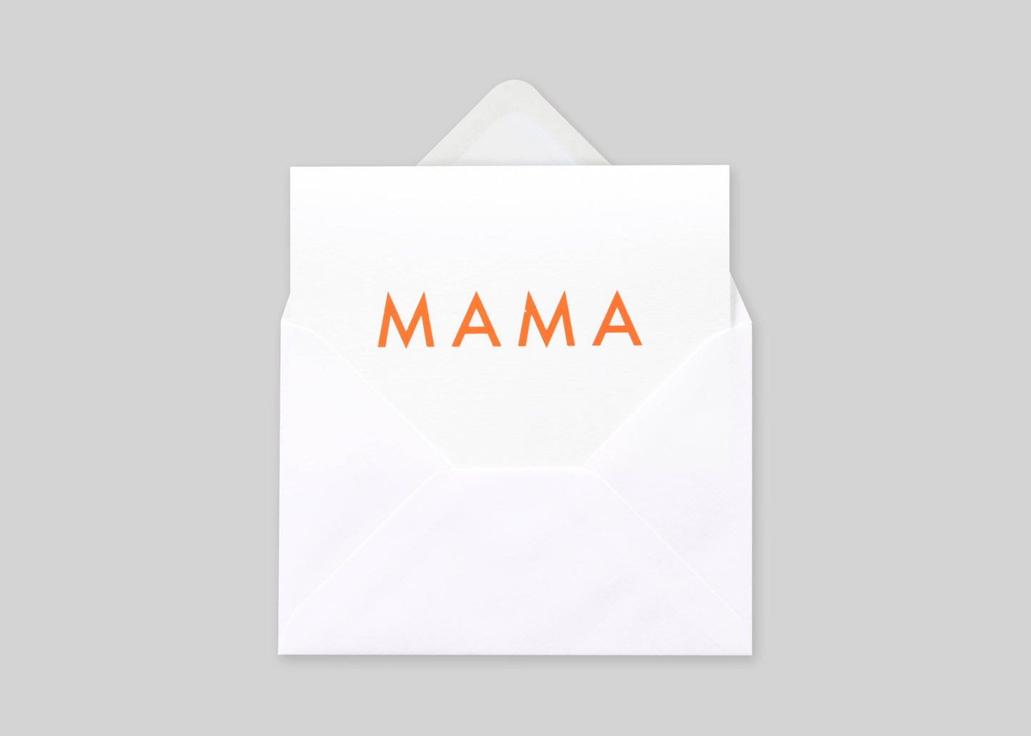 Foil blocked Mama card – Neon Orange on White