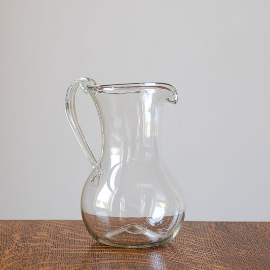 Transparent recycled glass pitcher with handle by La Soufflerie